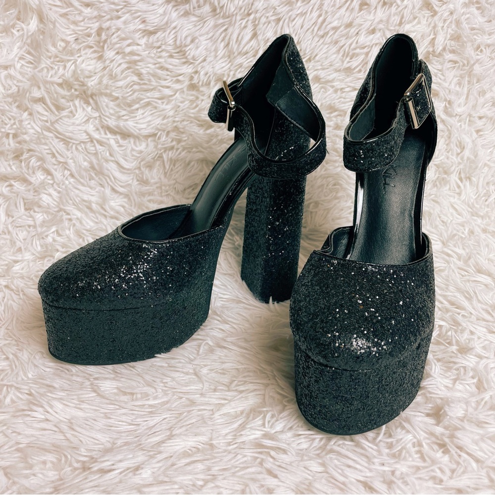 Lunar Shine By Night Glitter Heels Trickz n’ Treats Dolls Kill Black Platforms